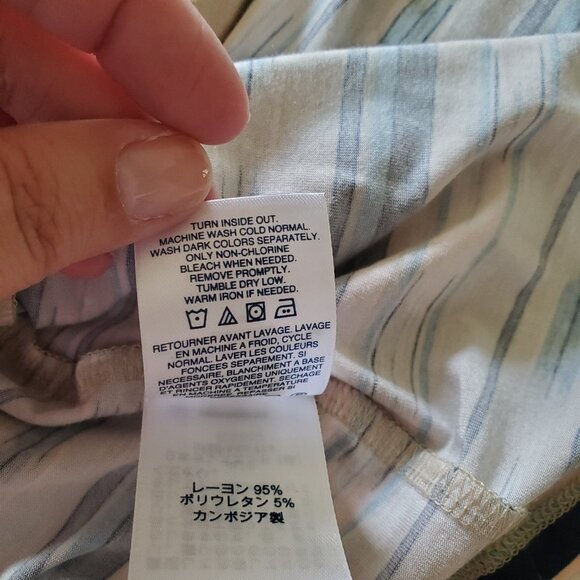 Lands' End Long Open Striped Cardigan with Pockets Rayon Blend XL - Picture 9 of 12